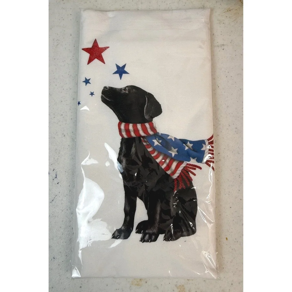 Flour Sack Kitchen Towel 30x30 Mary Lake-Thompson White Black Lab Patriotic NEW